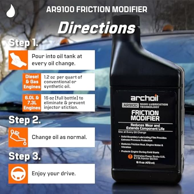 Archoil AR9100 OIL ADDITIVE (16OZ) FOR ALL VEHICLES - POWERSTROKE COLD STARTS, ELIMINATES INJECTOR PROBLEMS - Image 4